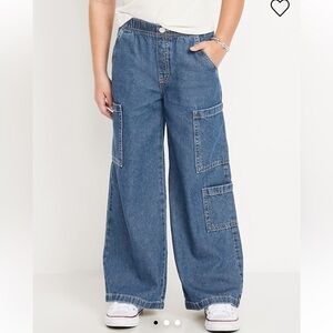 Old Navy Girl’s Wide Leg Baggy Cargo Jeans High Rise Size 10 NEW ✨